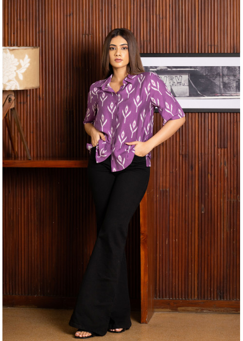 PURPLE BAGGY SHORT SLEEVE BLOUSE